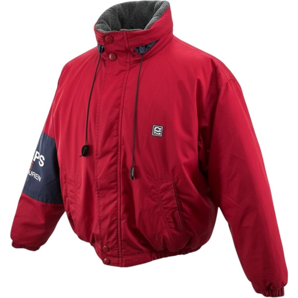 Chaps Ralph Lauren Red Bomber Jacket Mens XL Lined Zip Up Vintage